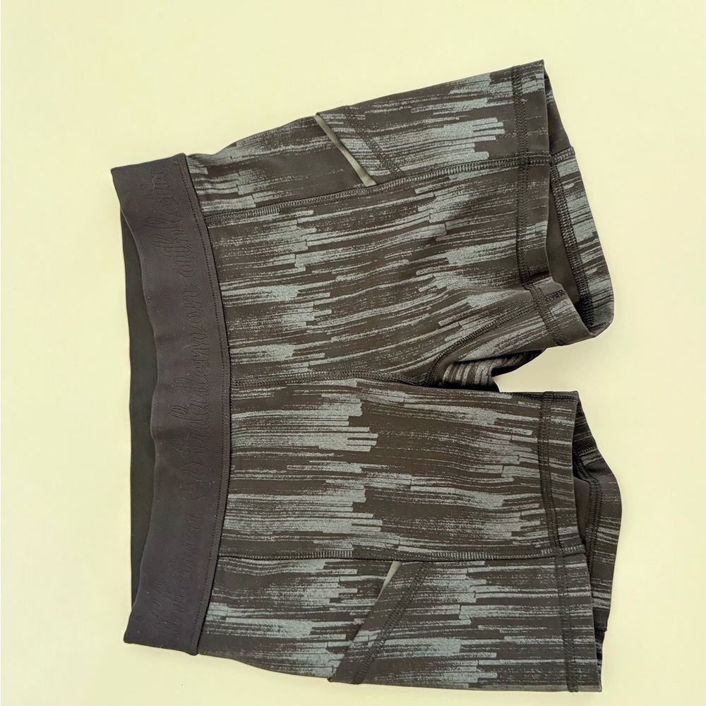 Vintage Lululemon Shorts, Gray Stripe with side pocket, size 2, great condition!